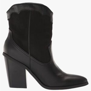 Black Leather and Suede Ankle Western Cowboy Boots